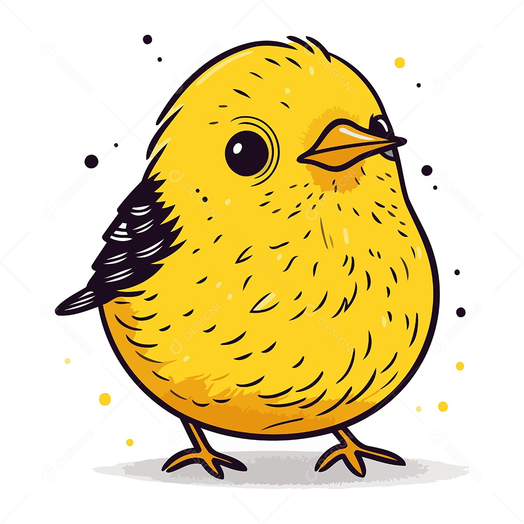 Pintinho Amarelo de Desenho Animado Ilustração Vetor EPS