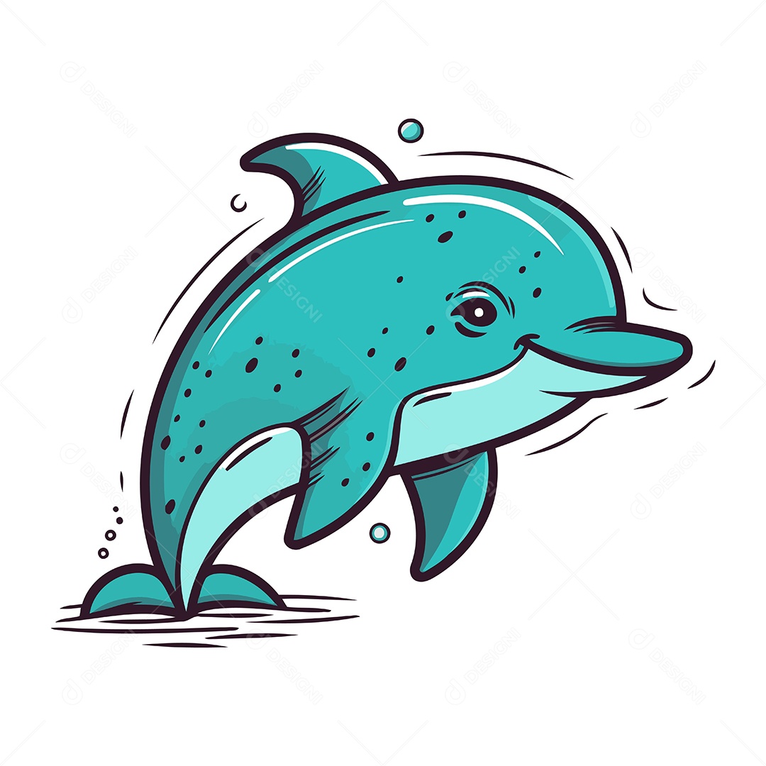 Golfinho de Desenho Animado Ilustração Vetor EPS