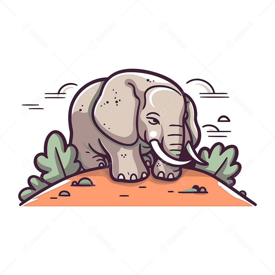 Elefante de Desenho Animado Ilustração Vetor EPS