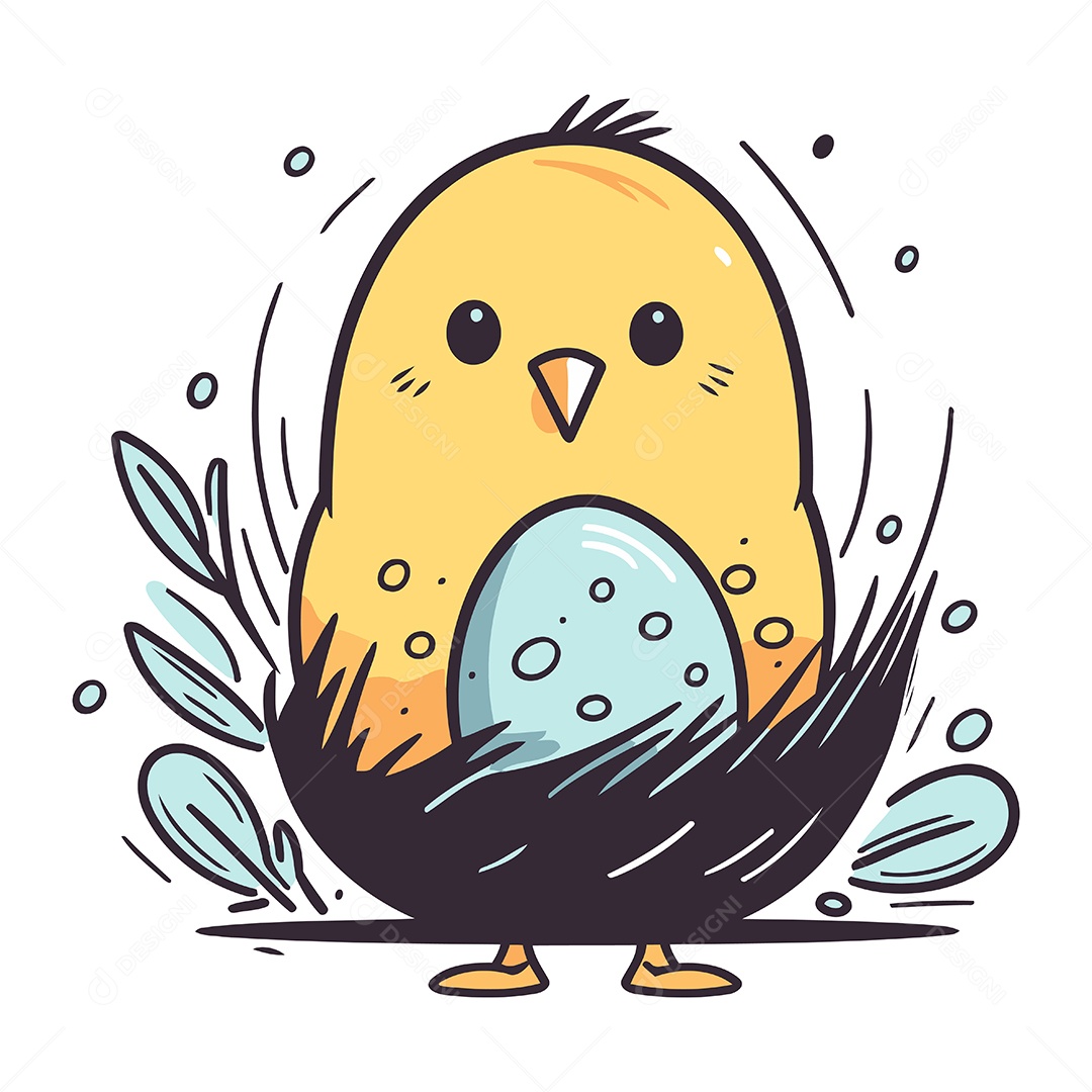 Pintinho de Desenho Animado Ilustração Vetor EPS