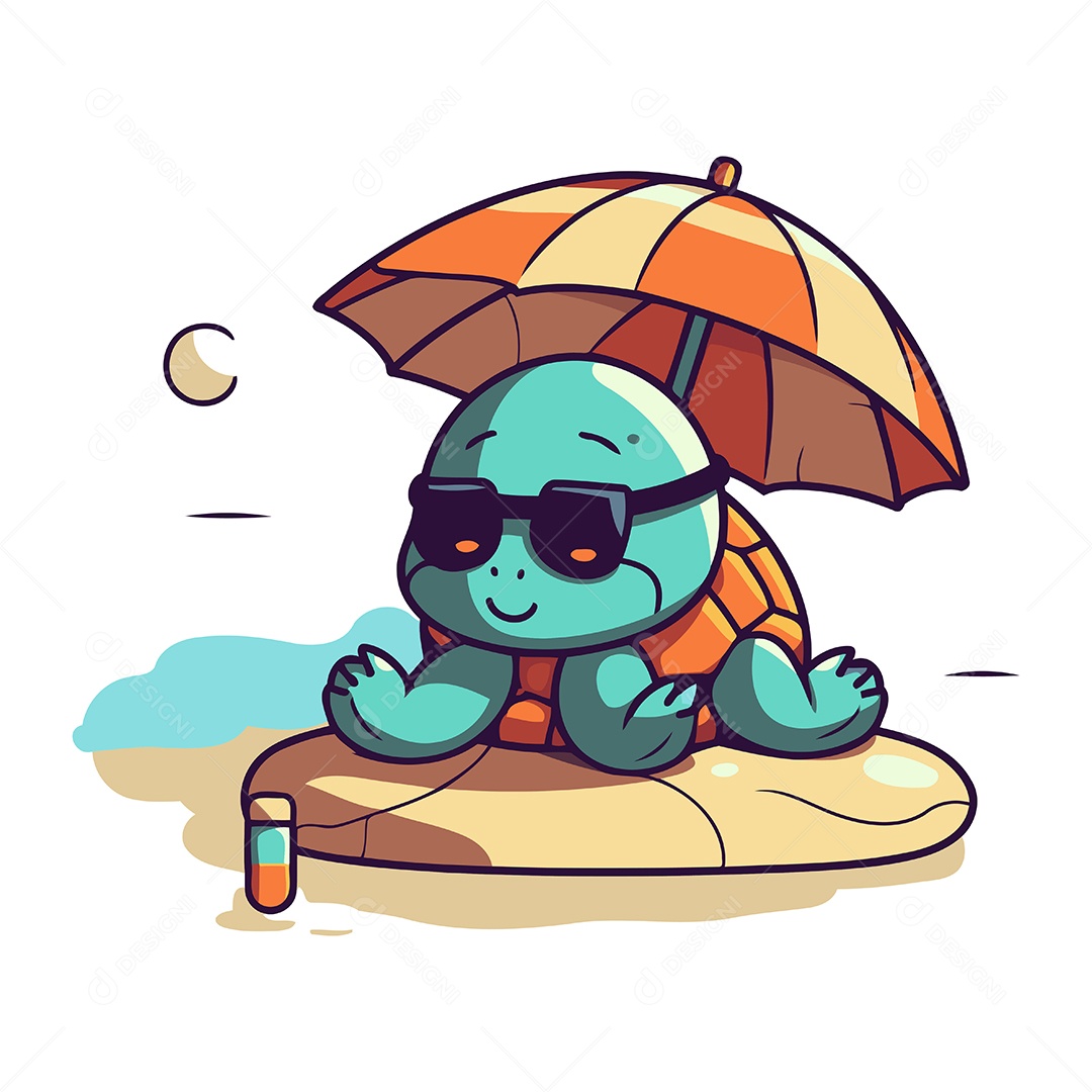 Tartaruga Sentada na Areia Ilustração Vetor EPS