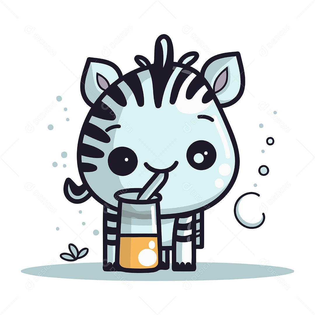 Zebra Bebendo Suco Ilustração Vetor EPS