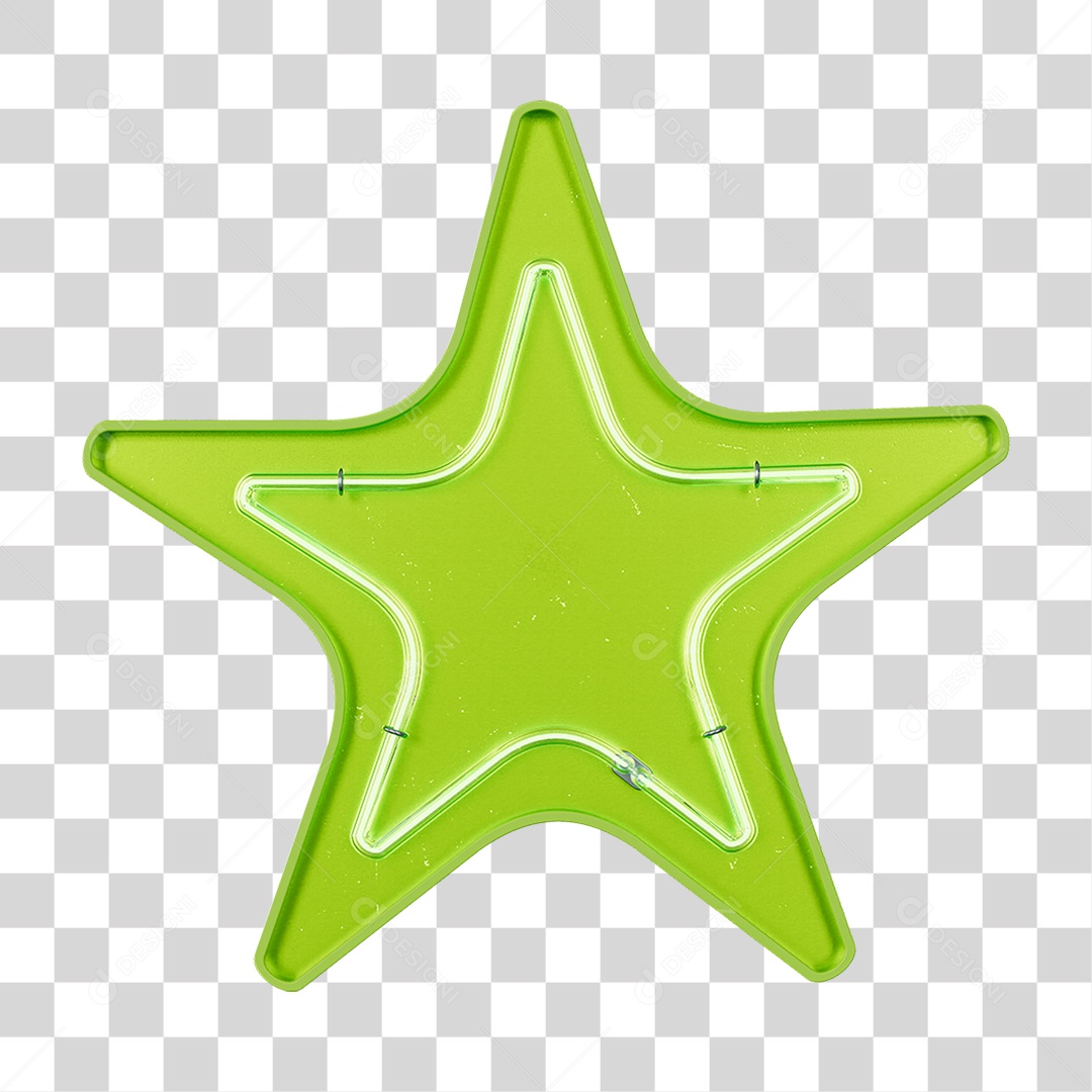 Estrela Verde com Neon PNG Transparente