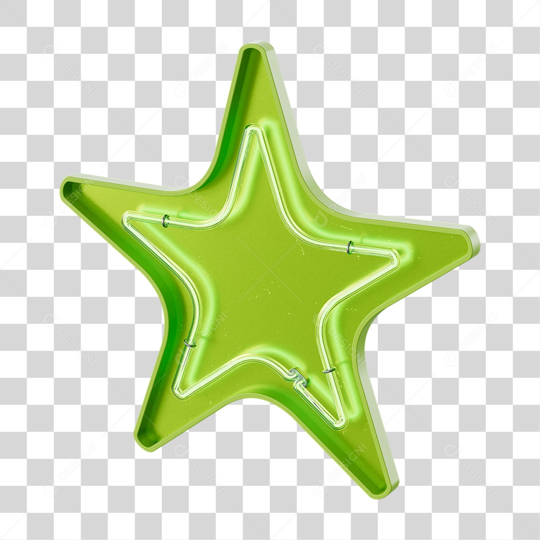 Estrela Verde com Neon PNG Transparente
