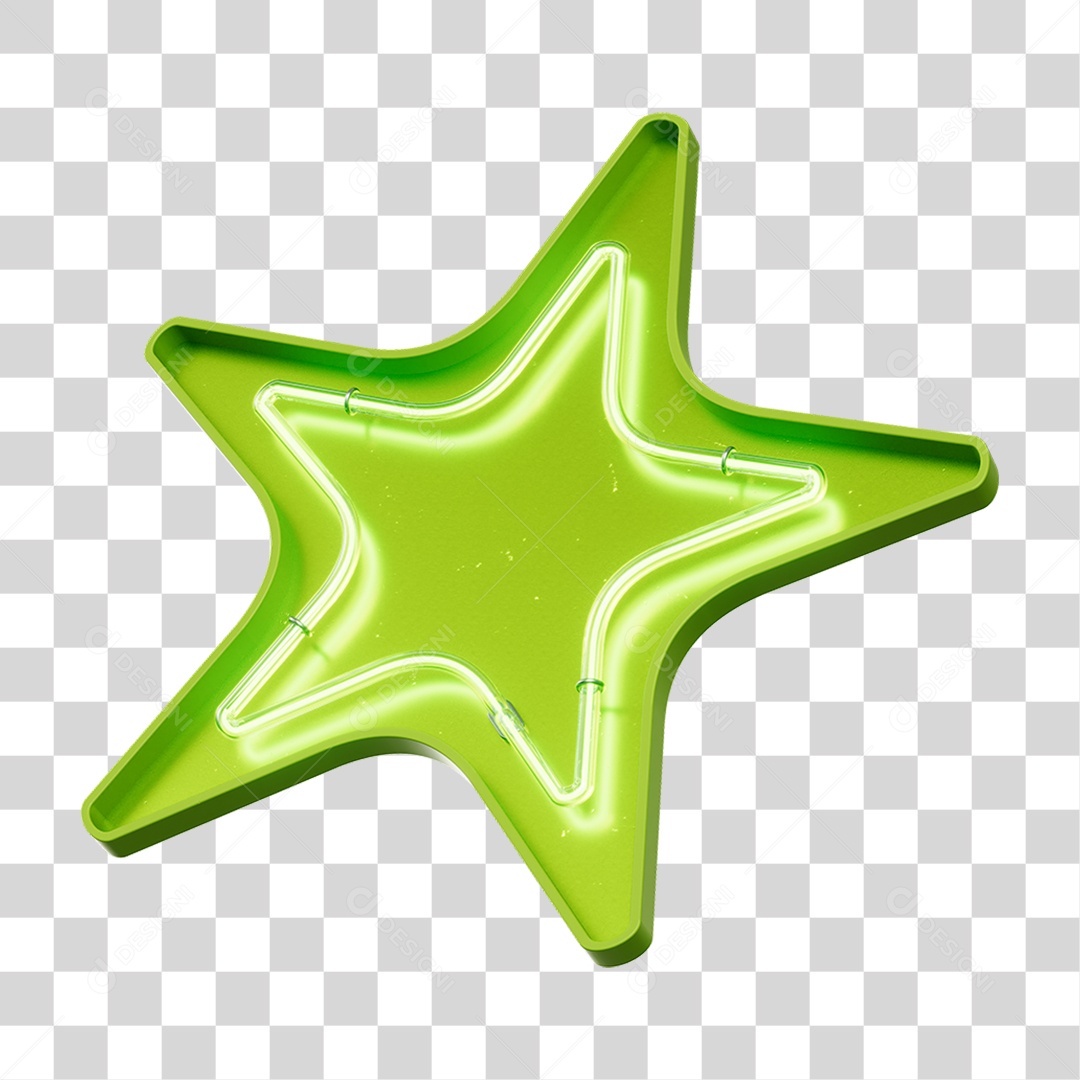 Estrela Verde com Neon PNG Transparente