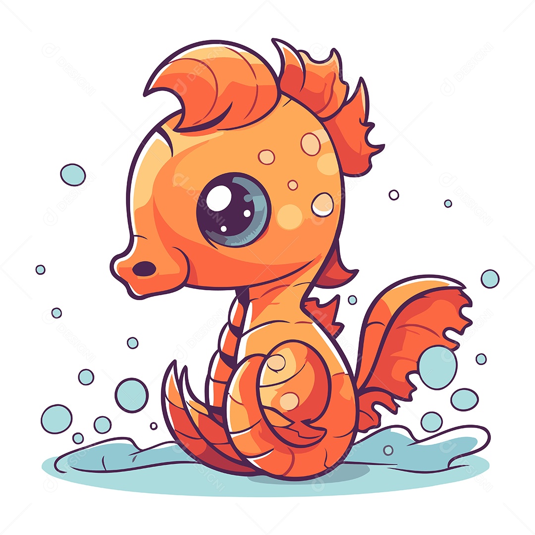 Cavalo Marinho de Desenho Animado Ilustração Vetor EPS