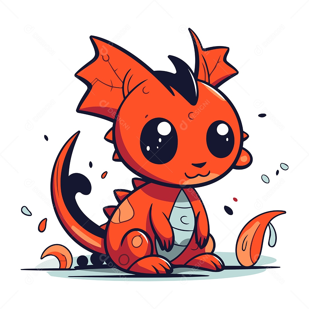 Dragão de Desenho Animado Ilustração Vetor EPS