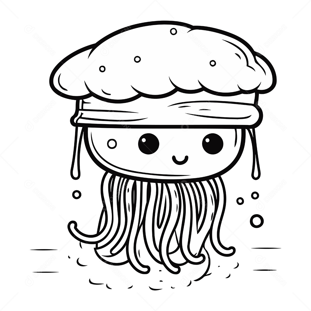 Água Viva no Boné do Chef Ilustração Vetor EPS