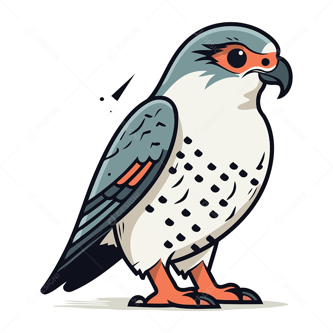 Falcão Peregrino de Desenho Animado Ilustração Vetor EPS