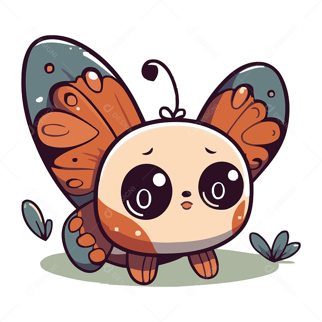 Borboleta Fofa de Desenho Animado Ilustração Vetor EPS