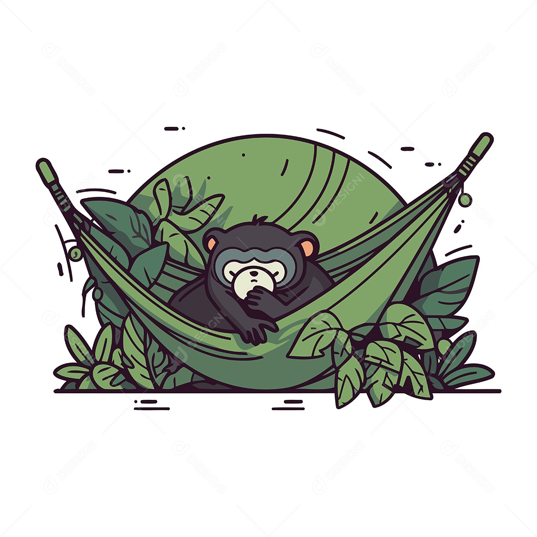 Chimpanzé Dormindo em uma Rede Ilustração Vetor EPS