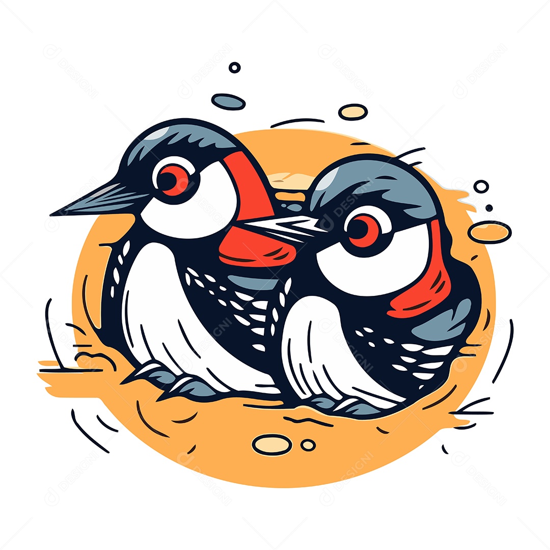 Pássaros de Desenho Animado Ilustração Vetor EPS