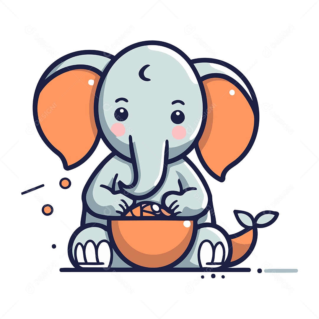 Elefante com uma Tigela Ilustração Vetor EPS