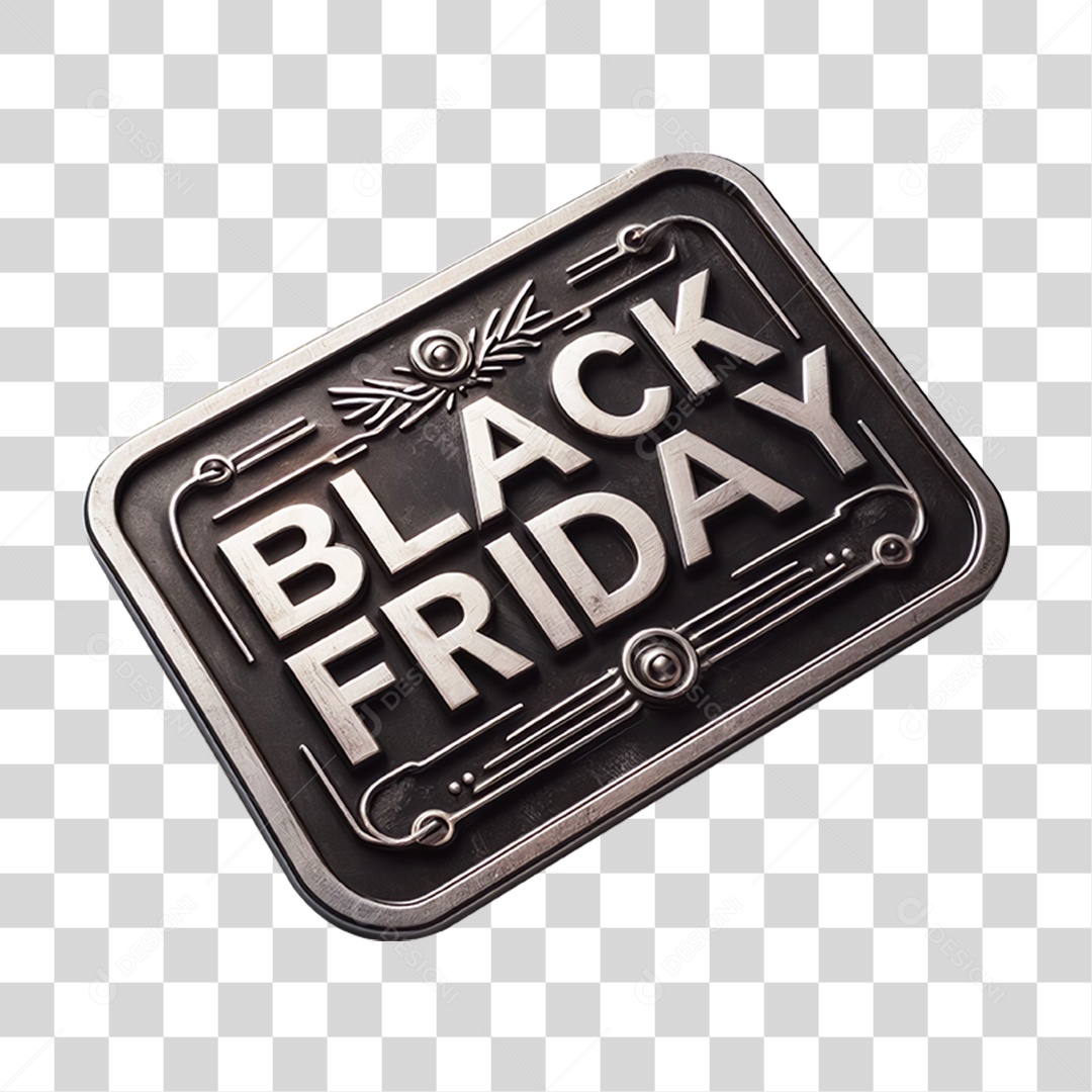 Selo 3D Black Friday para Composição PNG Transparente