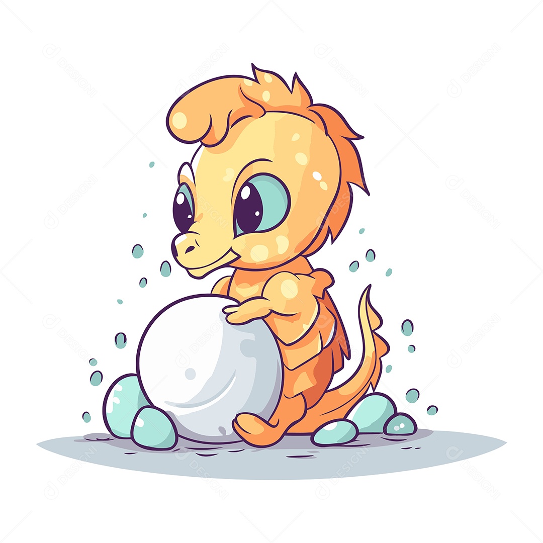 Cavalo Marinho de Desenho Animado Ilustração Vetor EPS