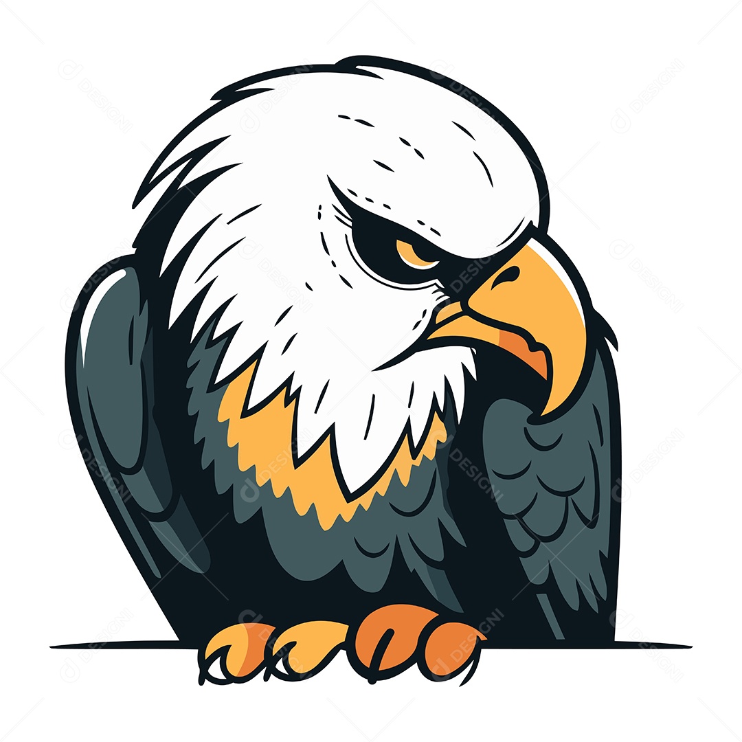 Águia Americana de Desenho Animado Ilustração Vetor EPS