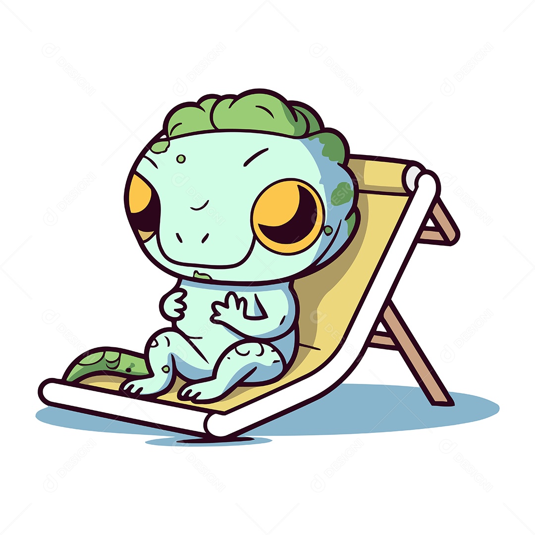 Lagarto de Desenho Animado em Espreguiçadeira Ilustração Vetor EPS