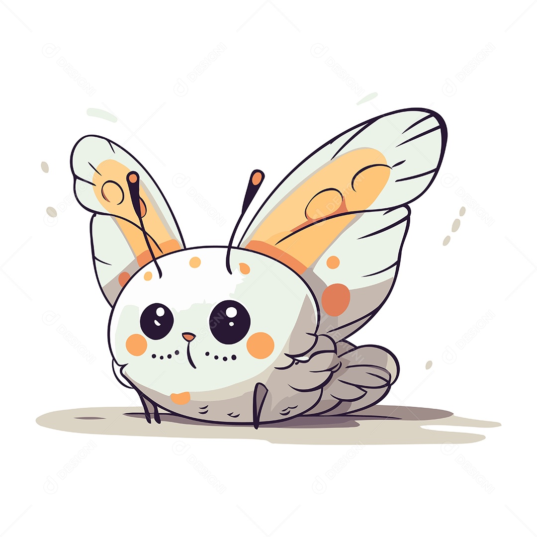 Borboleta Fofa de Desenho Animado Ilustração Vetor EPS