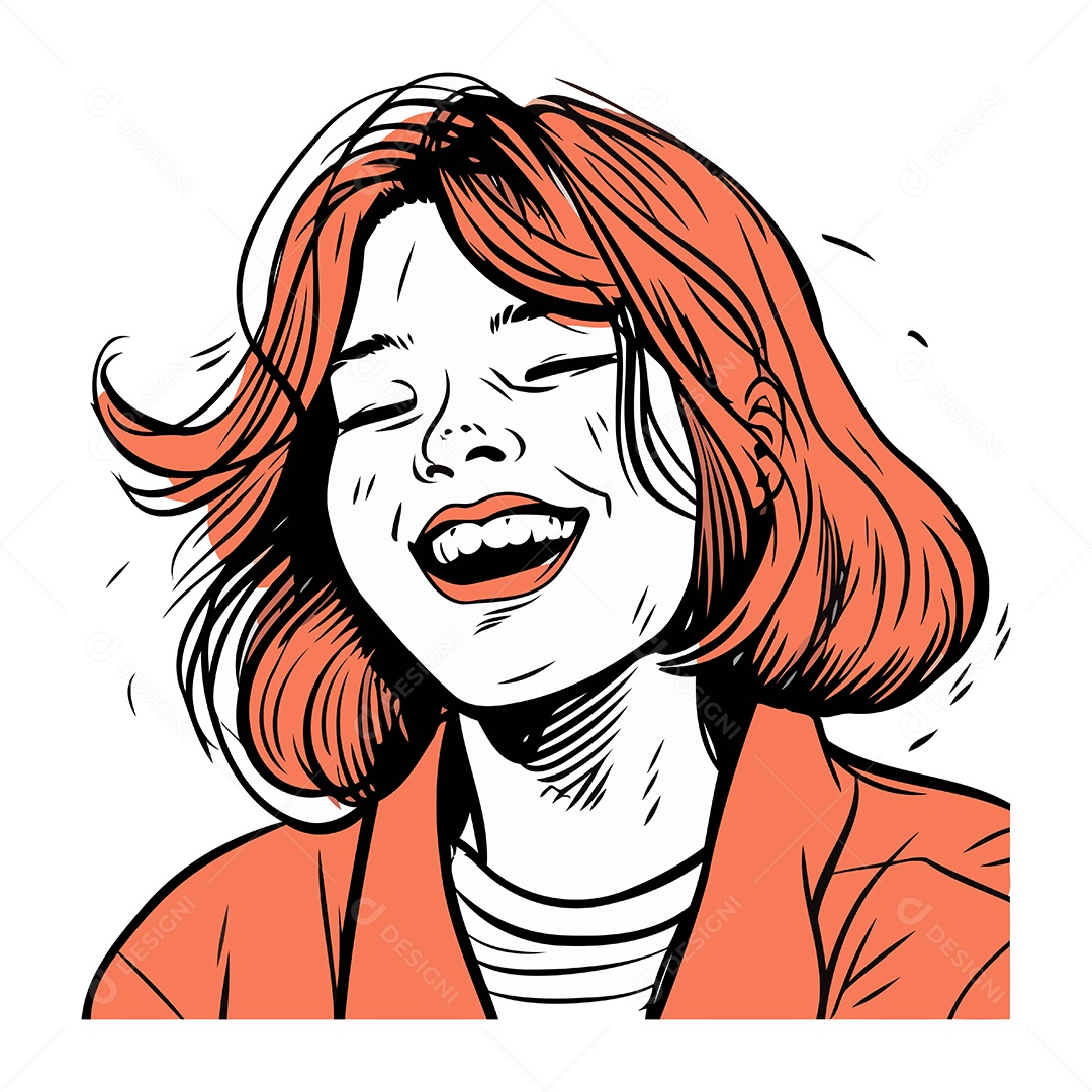 Mulher Ruiva de Desenho Animado Ilustração Vetor EPS