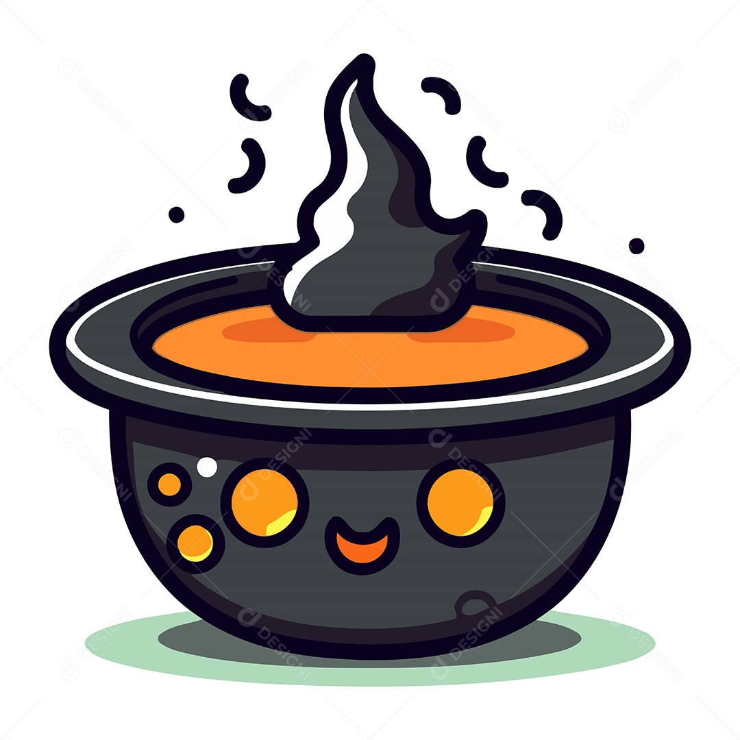 Panela de Sopa Picante com um Rosto Sorridente Ilustração Vetor EPS