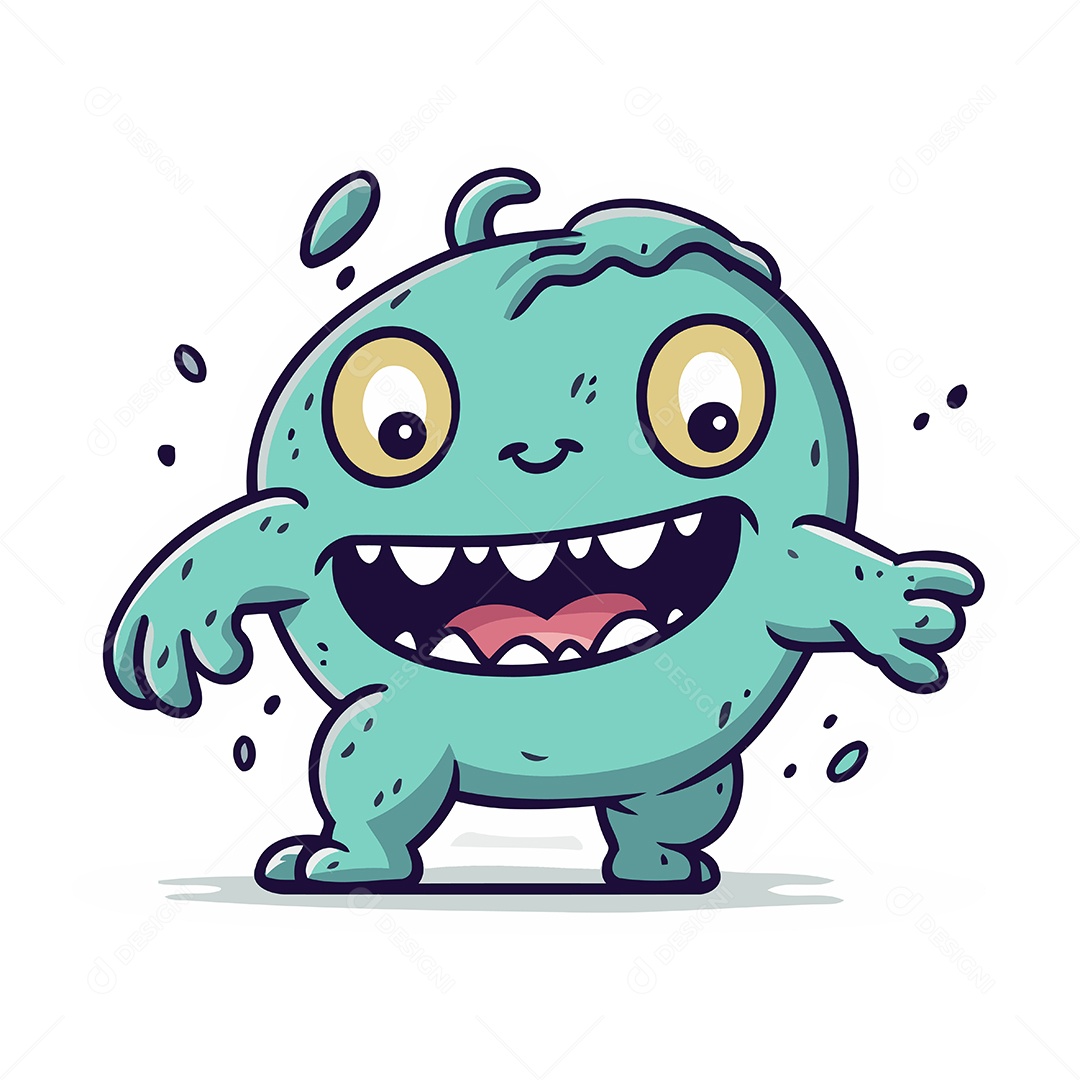 Monstro Engraçado de Desenho Animado Ilustração Vetor EPS