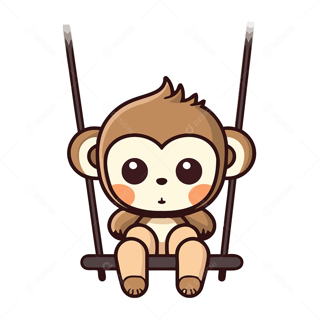 Macaco Sentado no Balanço Ilustração Vetor EPS