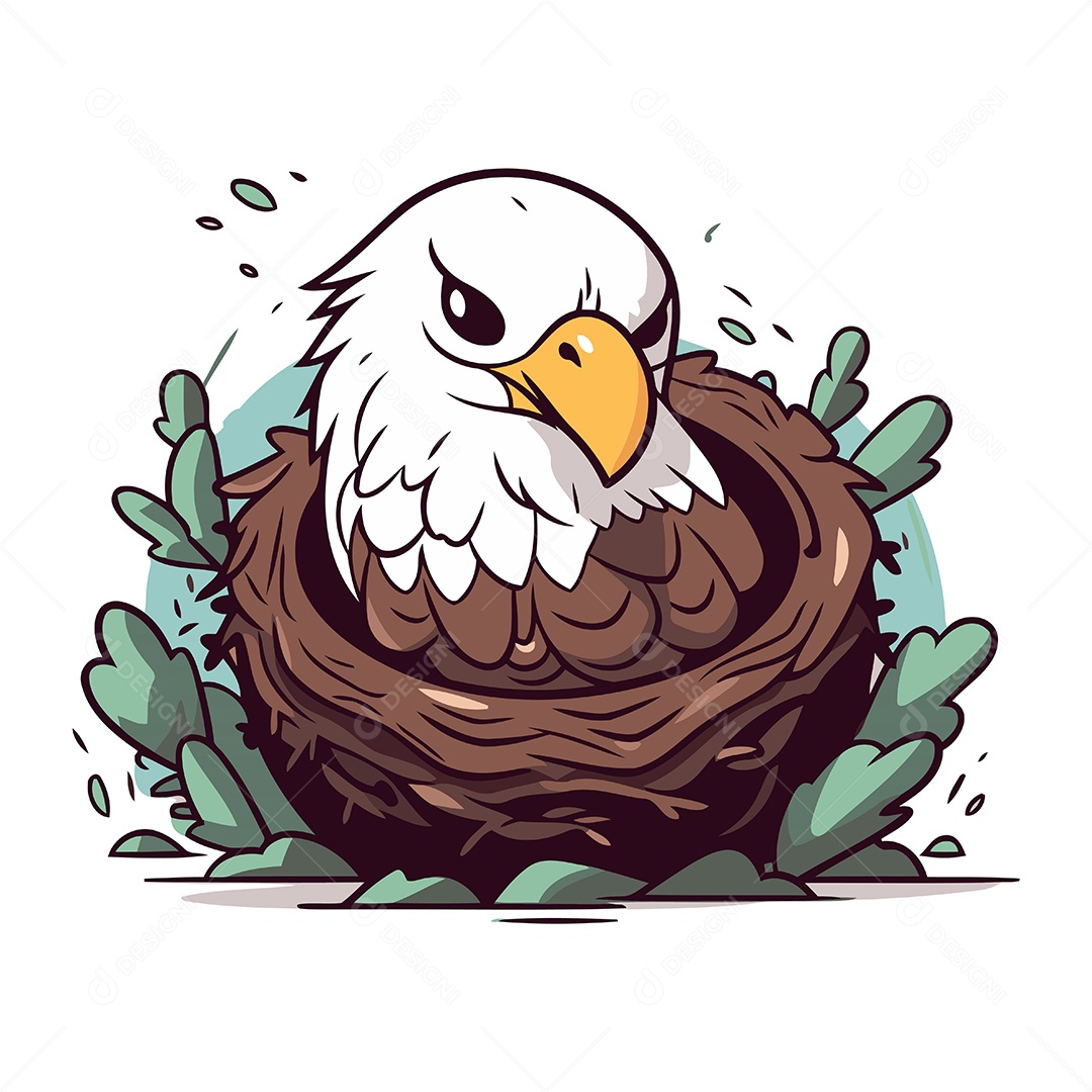Águia Americana em um Ninho Ilustração Vetor EPS
