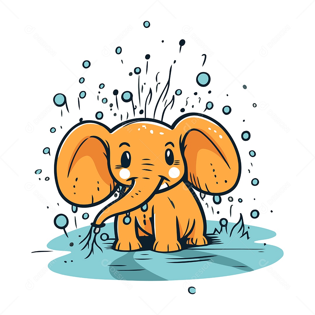 Elefante de Desenho Animado Ilustração Vetor EPS
