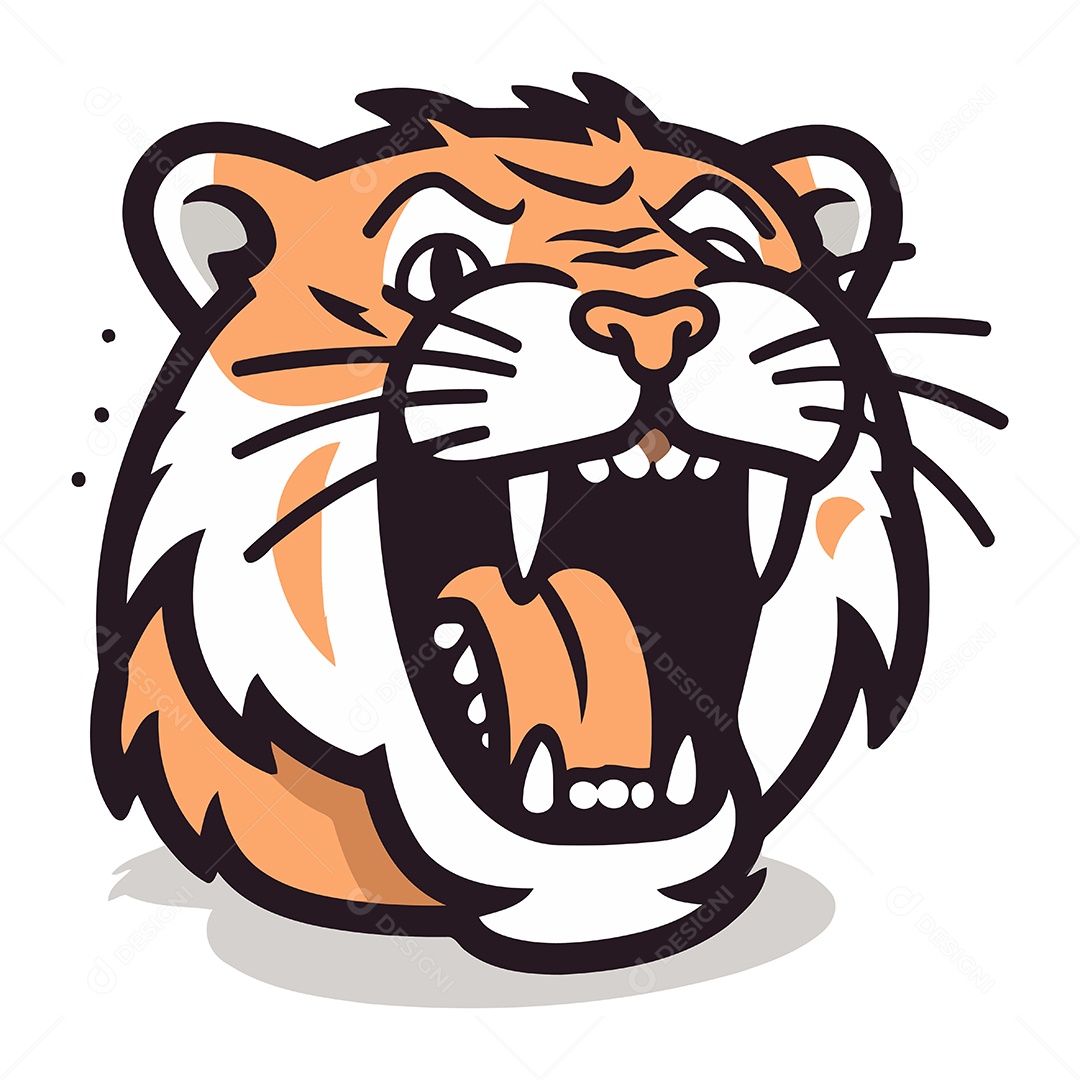 Tigre Bravo de Desenho Animado Ilustração Vetor EPS