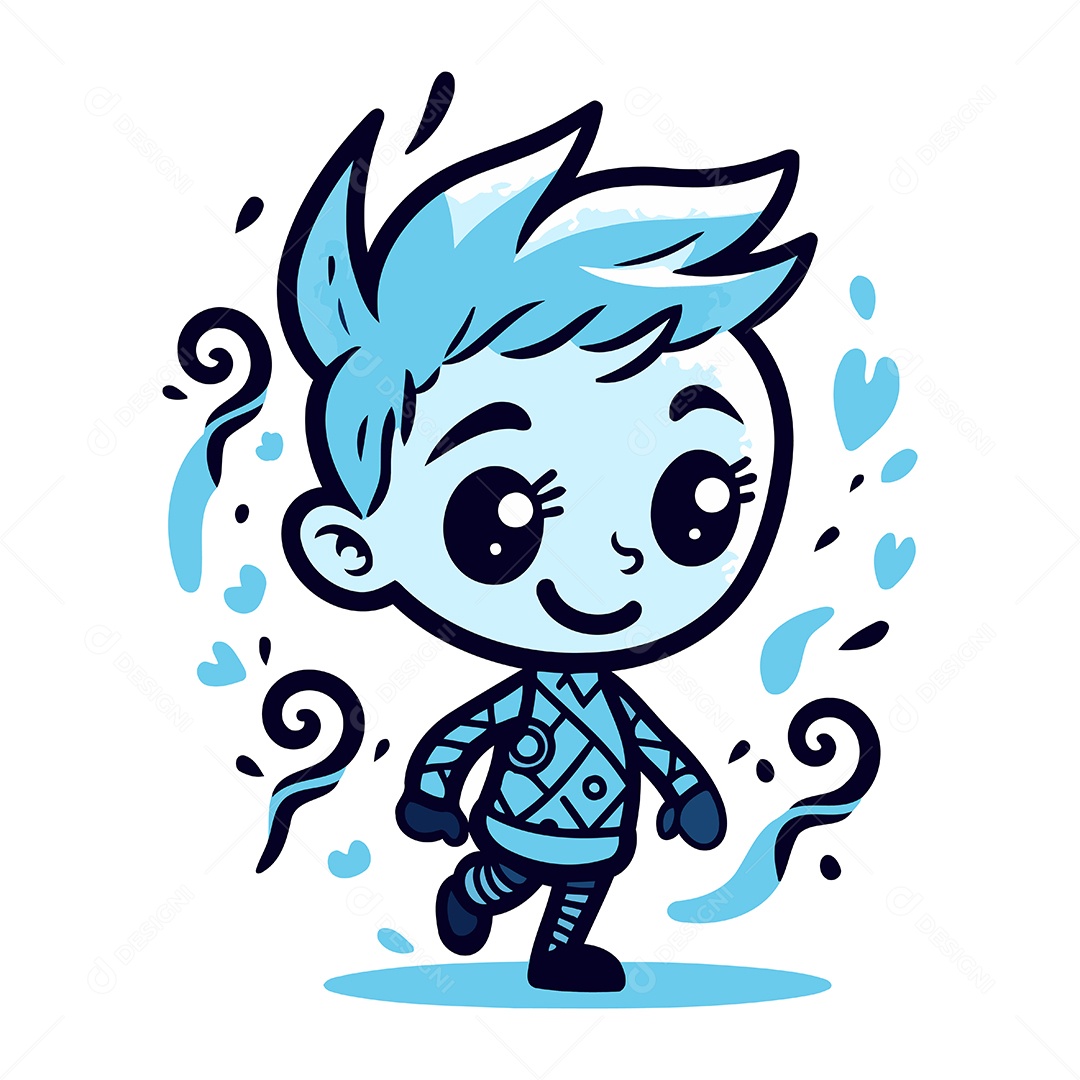 Menino Bonitinho de Desenho Animado Ilustração Vetor EPS