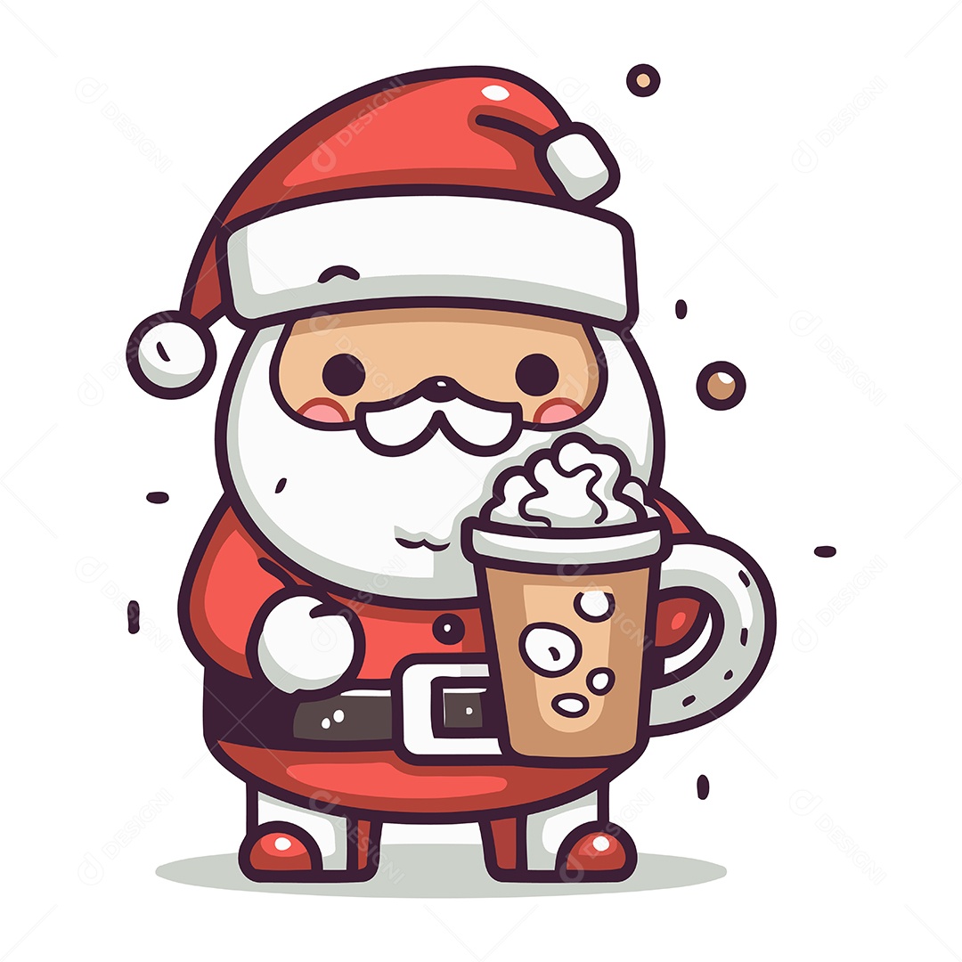 Papai Noel Segurando uma Caneca Ilustração Vetor EPS