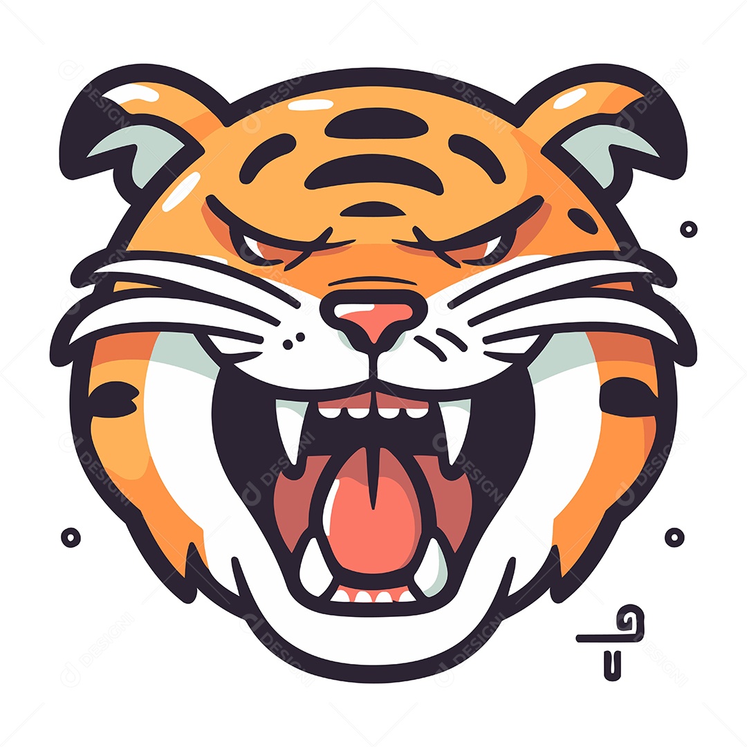 Cara de Tigre Desenho Animado Ilustração Vetor EPS