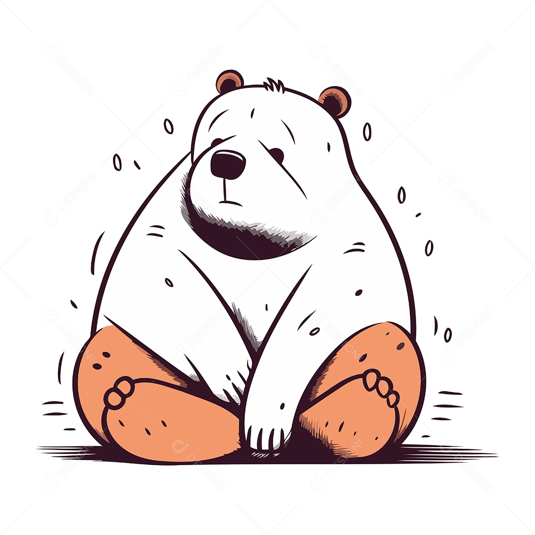 Urso Polar de Desenho Animado Ilustração Vetor EPS