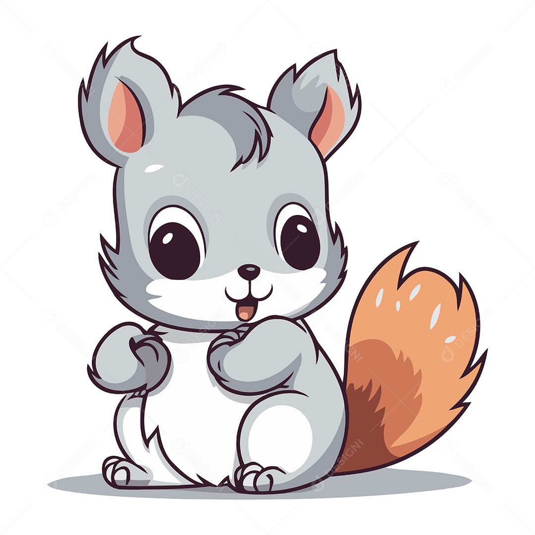 Esquilo Fofo de Desenho Animado Ilustração Vetor EPS