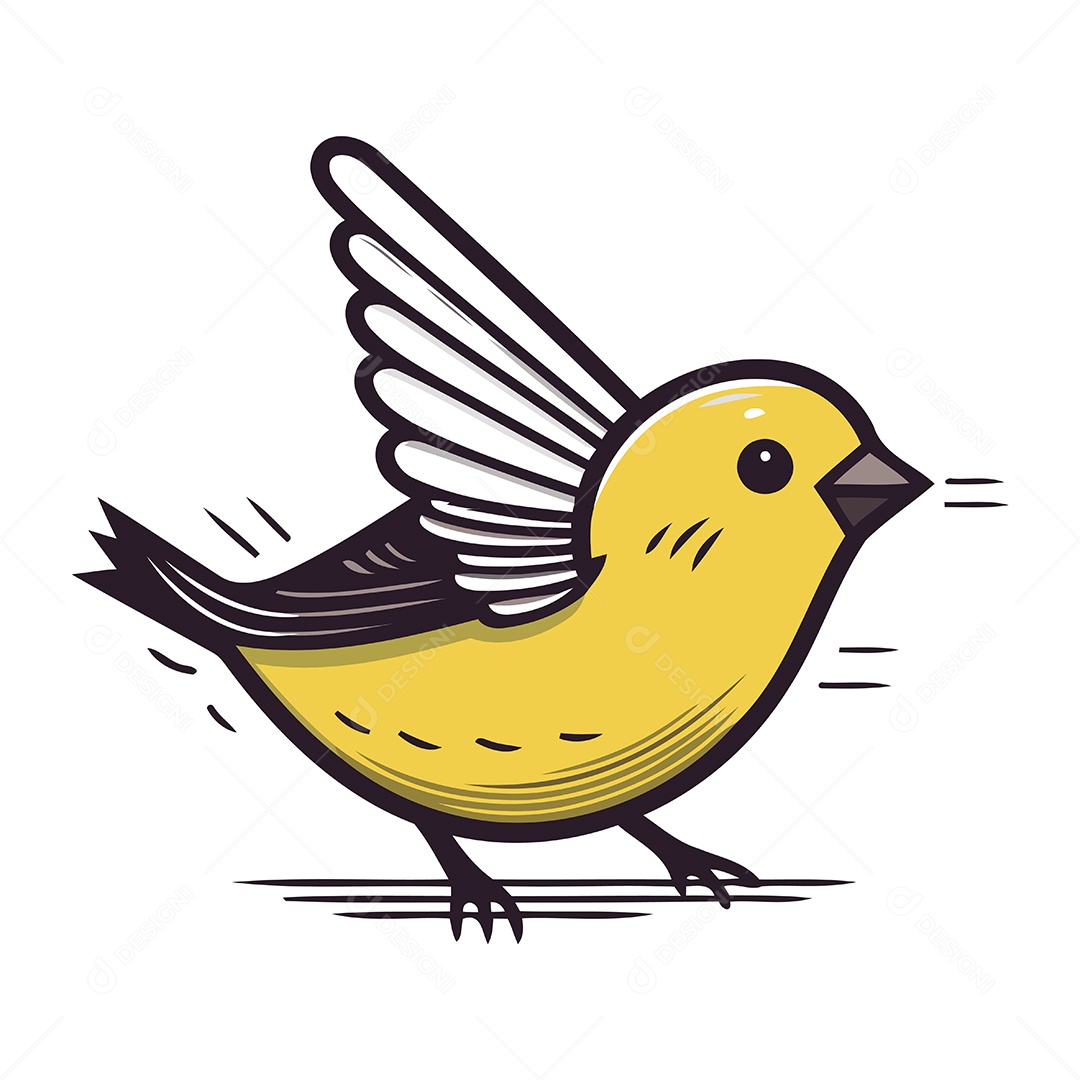 Passarinho Amarelo de Desenho Animado Ilustração Vetor EPS
