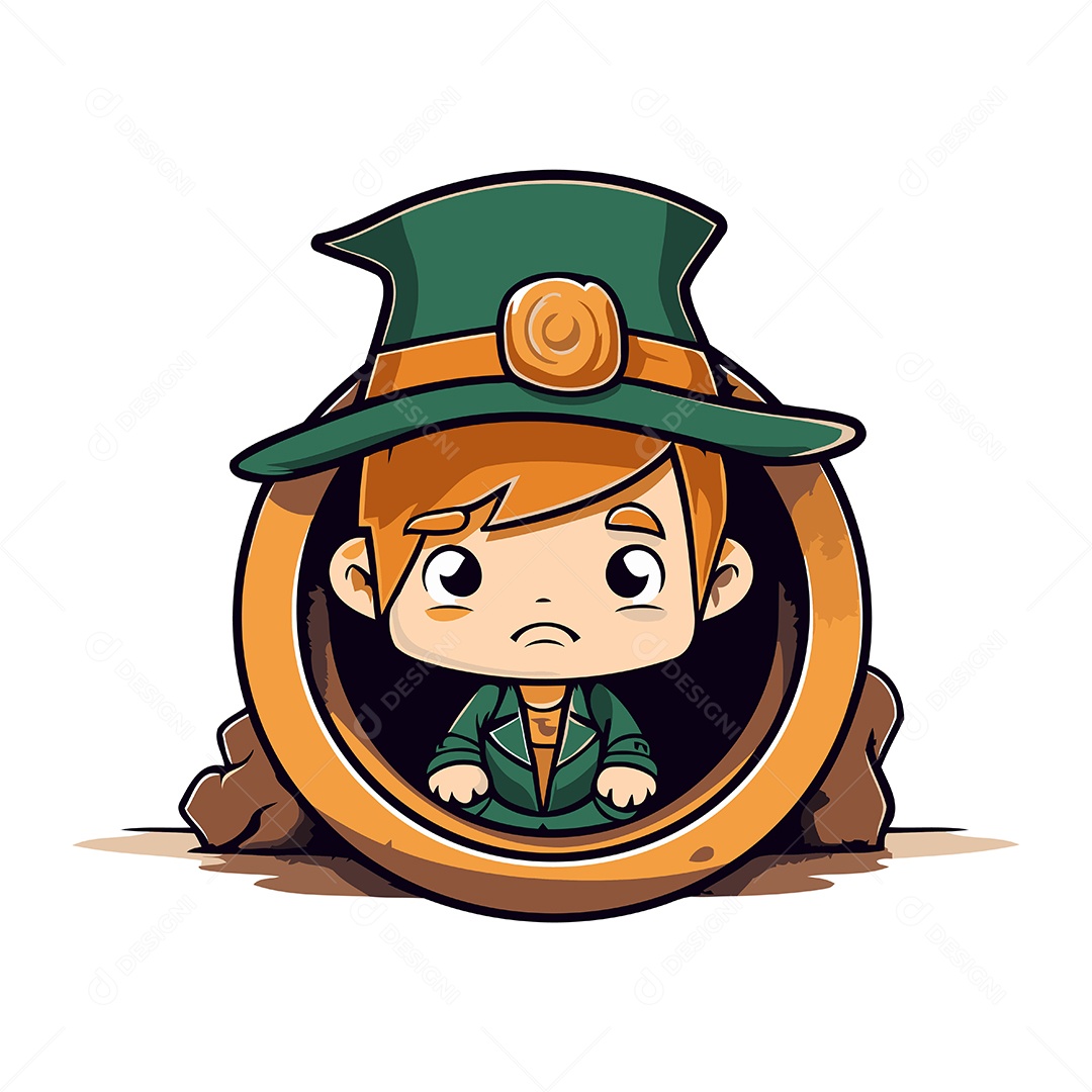 Menino Duende em um Buraco Ilustração Vetor EPS