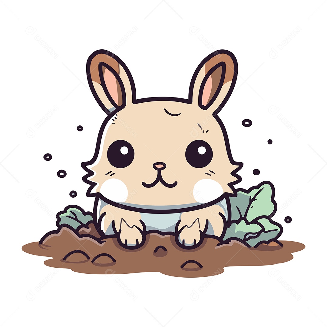 Coelhinho Fofo de Desenho Animado Ilustração Vetor EPS