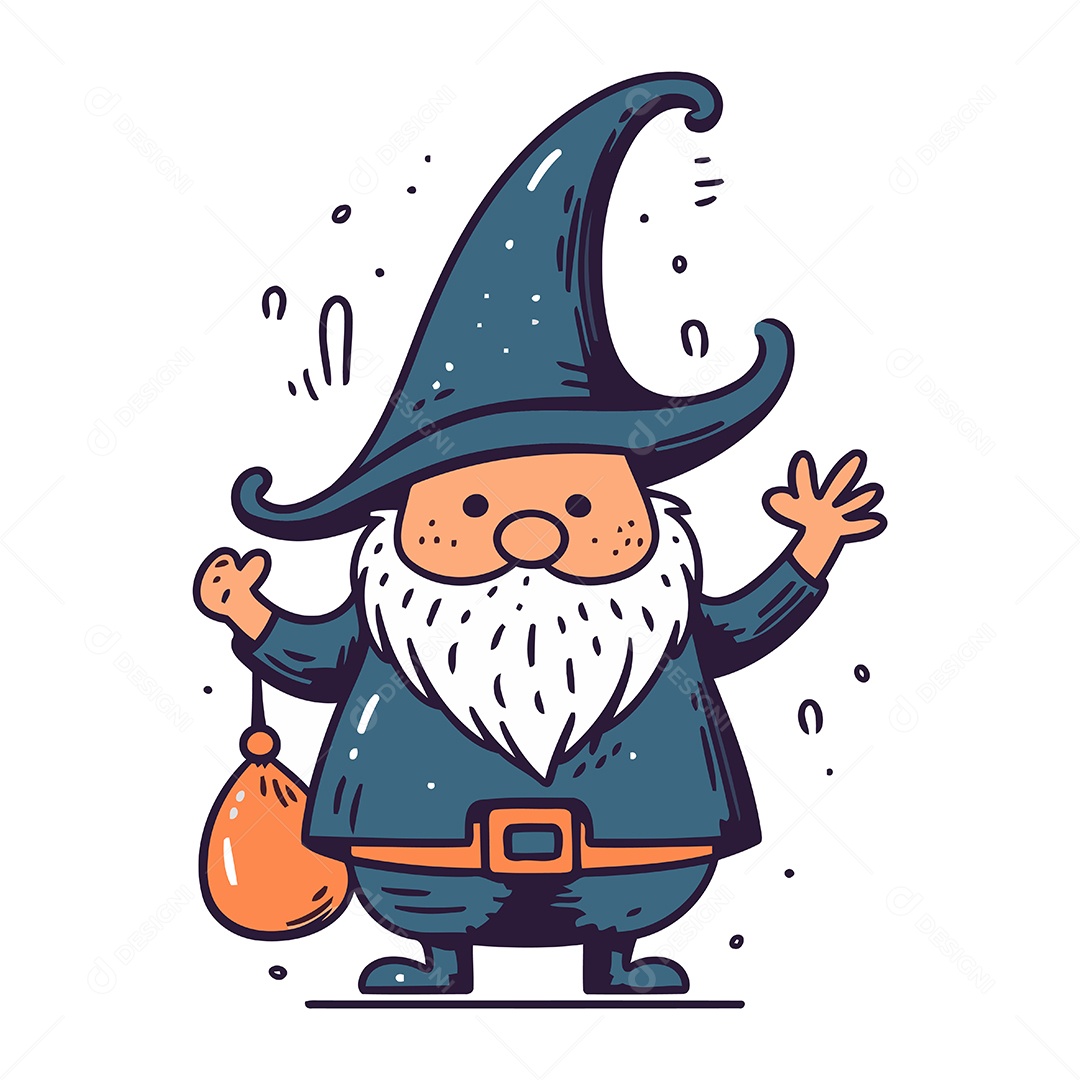 Gnomo com Bolsa de Dinheiro Ilustração Vetor EPS