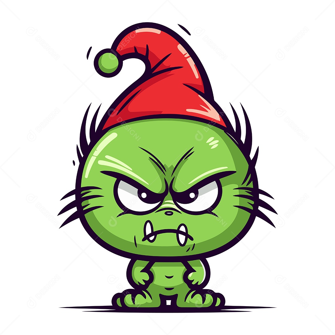 Monstro com Chapéu de Natal Ilustração Vetor EPS