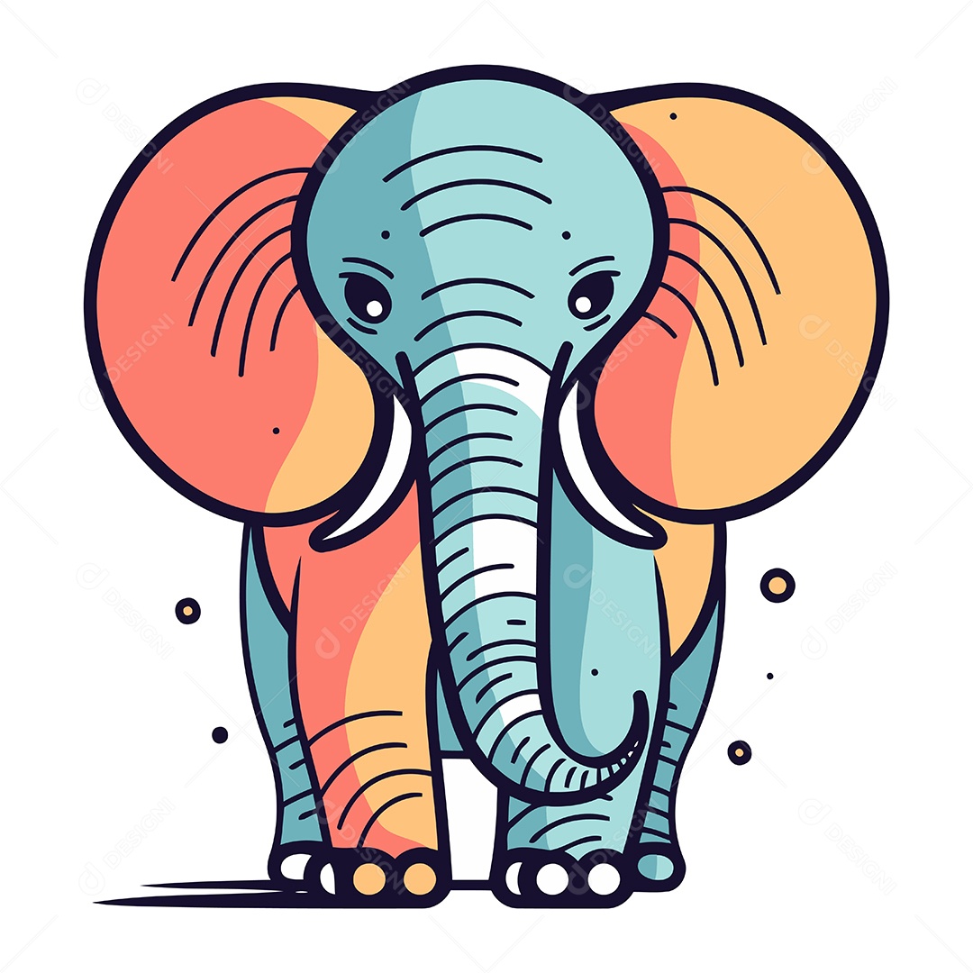 Elefante de Desenho Animado Ilustração Vetor EPS