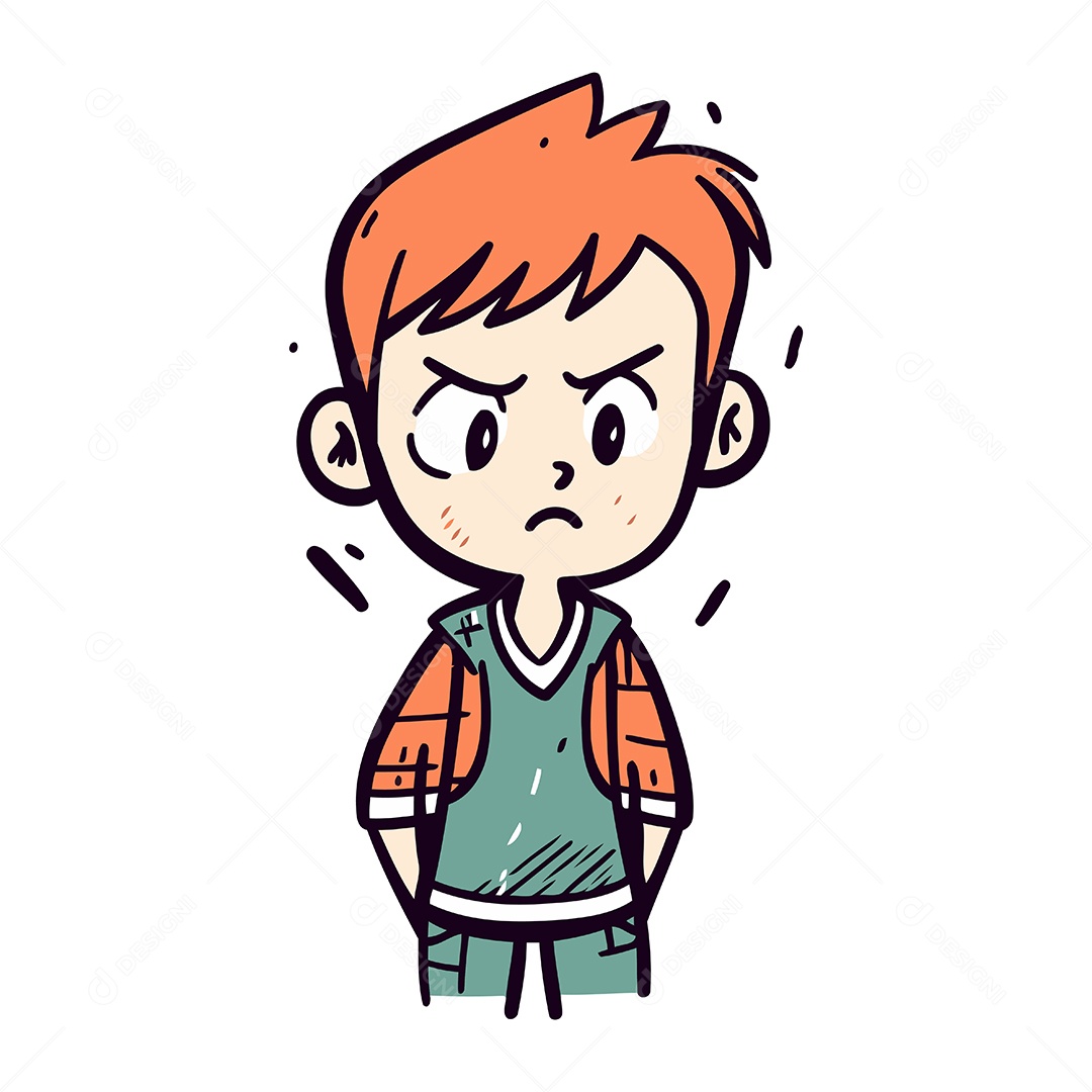 Menino Sentindo Raiva Ilustração Vetor EPS