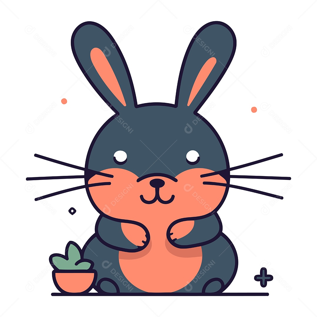 Coelhinho Fofo de Desenho Animado Ilustração Vetor EPS