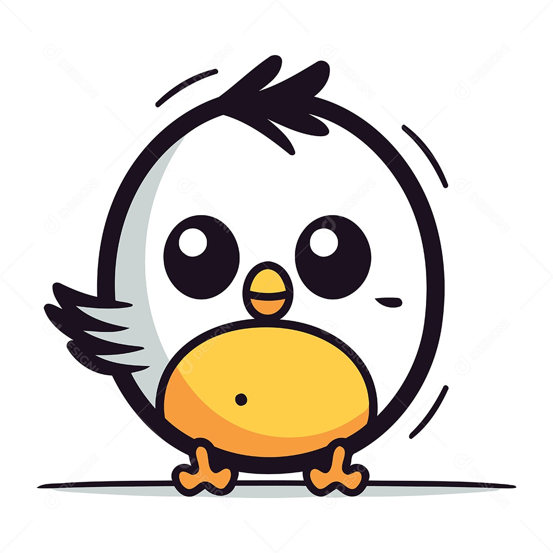 Pintinho de Desenho Animado Ilustração Vetor EPS