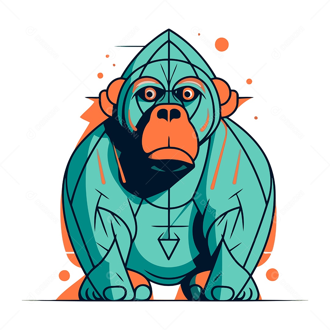 Gorila de Desenho Animado Ilustração Vetor EPS