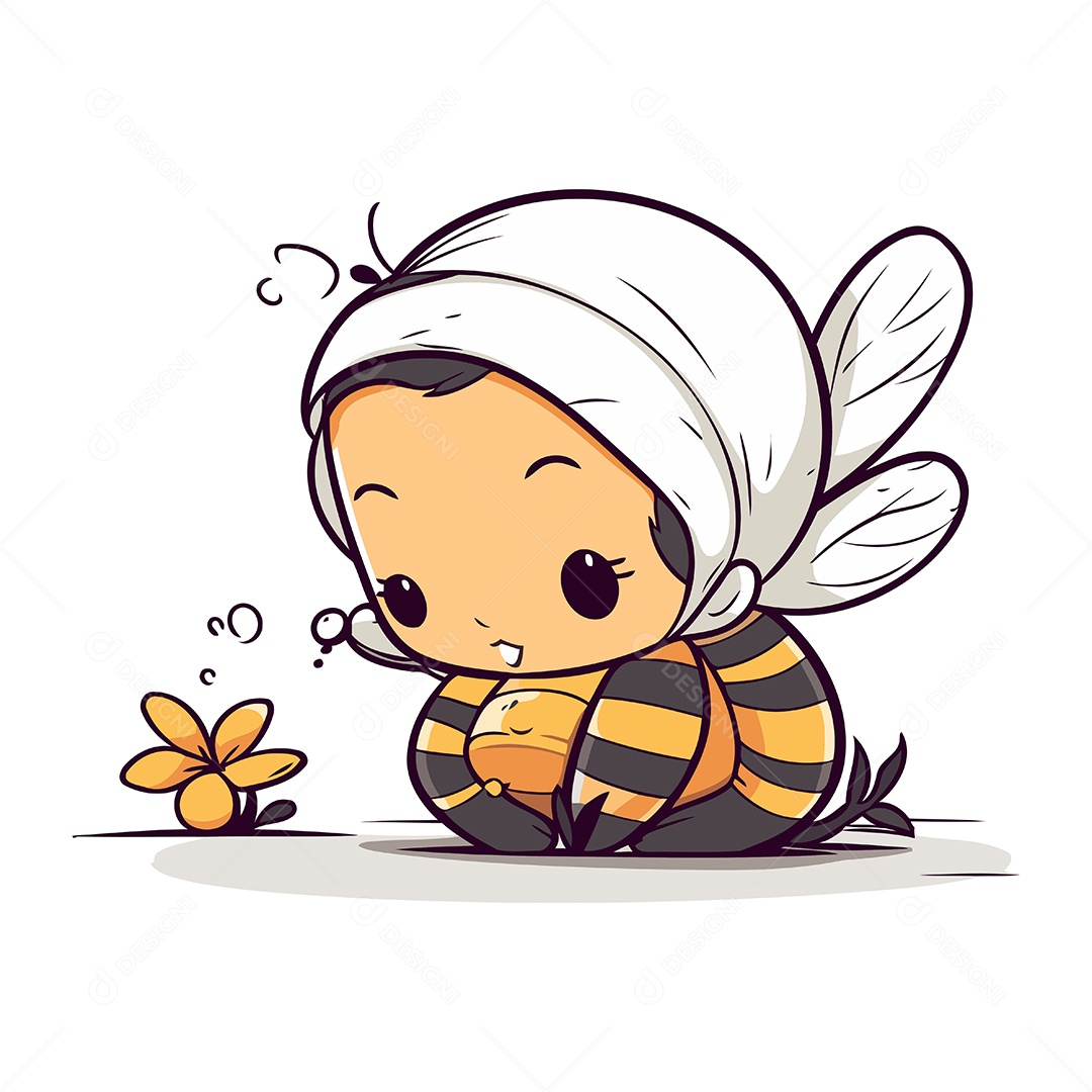 Abelha de Desenho Animado Ilustração Vetor EPS
