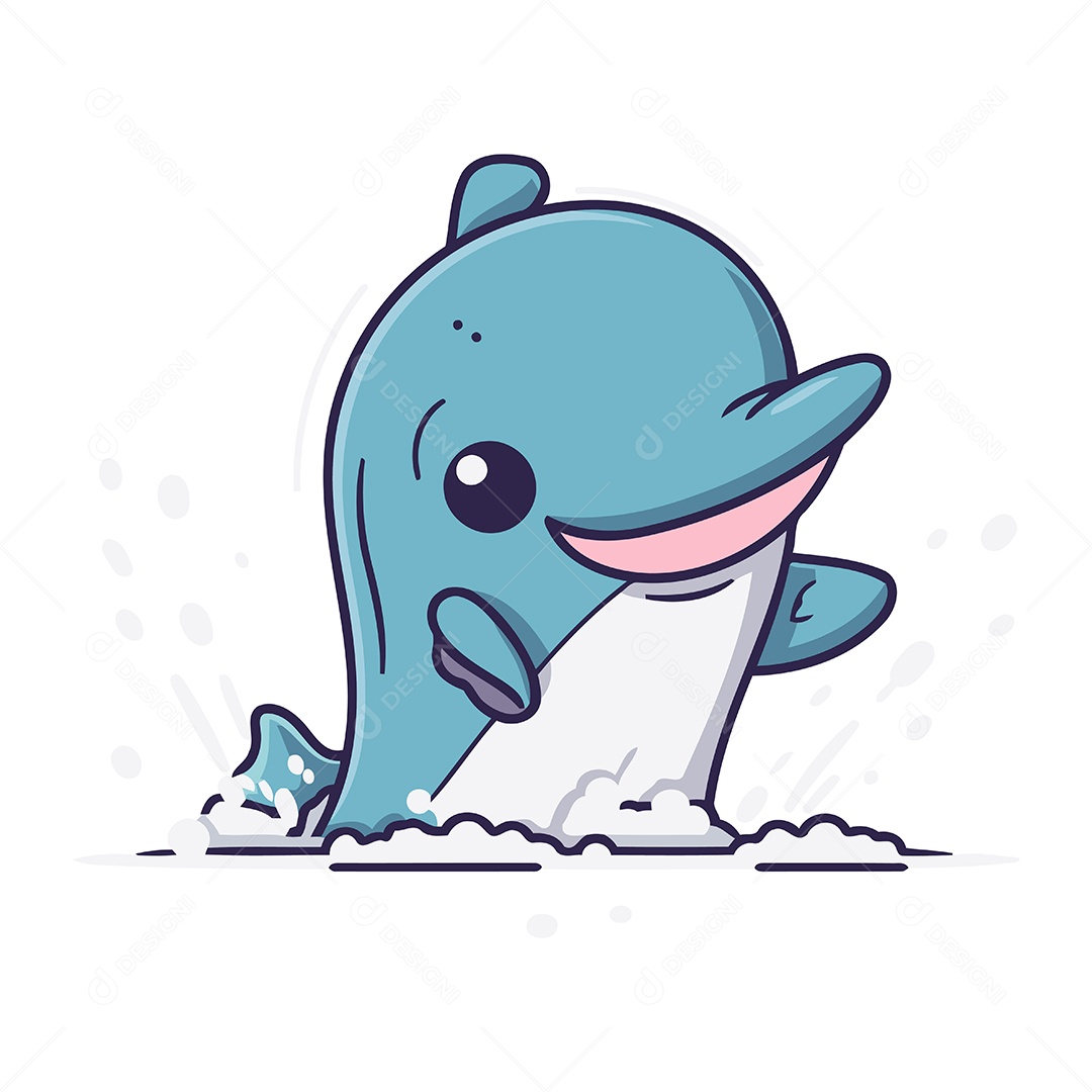 Golfinho de Desenho Animado Ilustração Vetor EPS