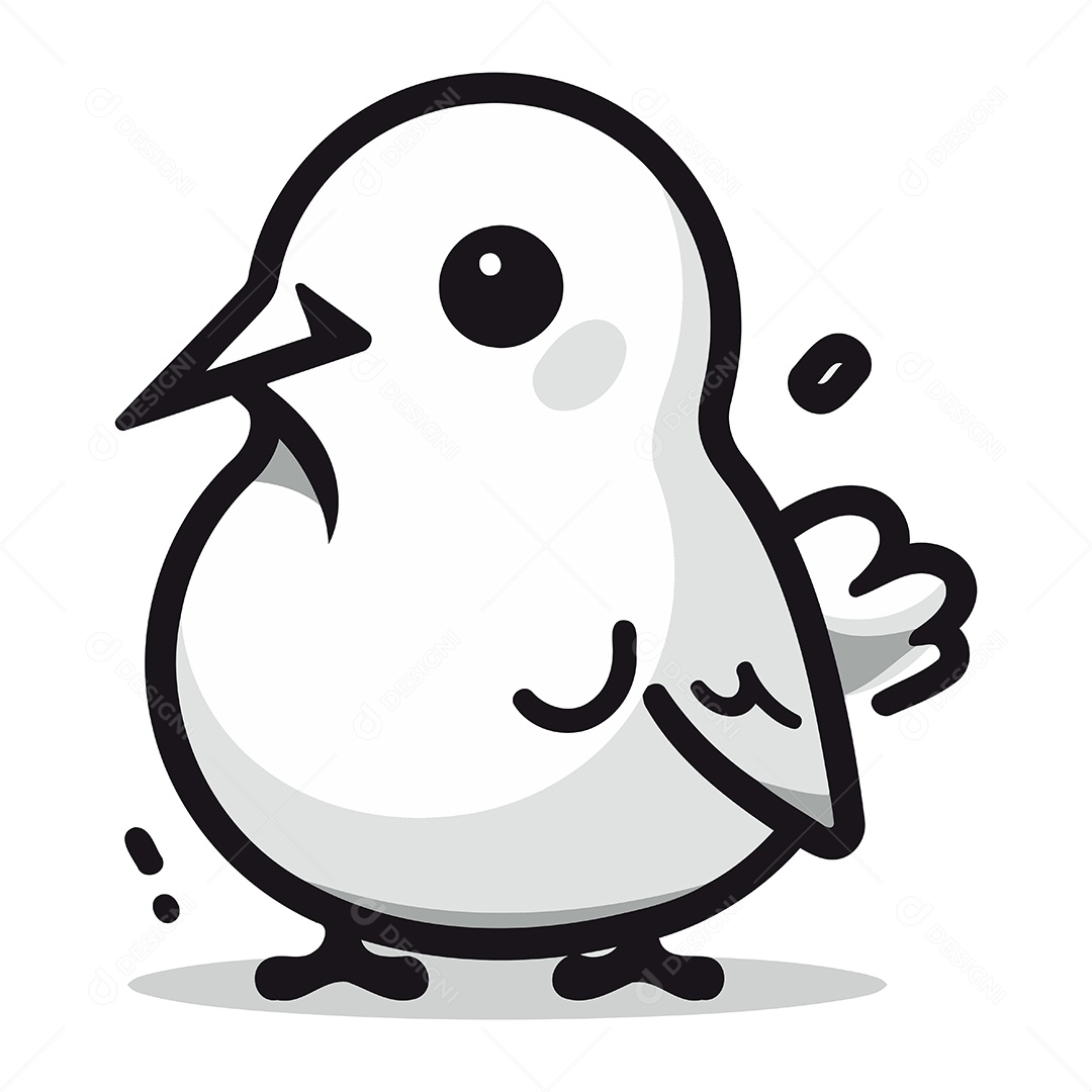 Pássaro Fofo de Desenho Animado Ilustração Vetor EPS