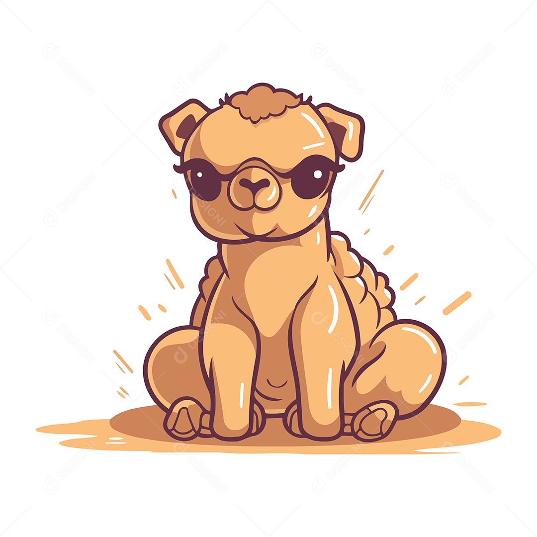 Alpaca de Desenho Animado Ilustração Vetor EPS