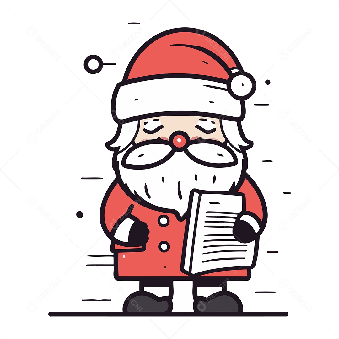 Papai Noel com Livro Ilustração Vetor EPS