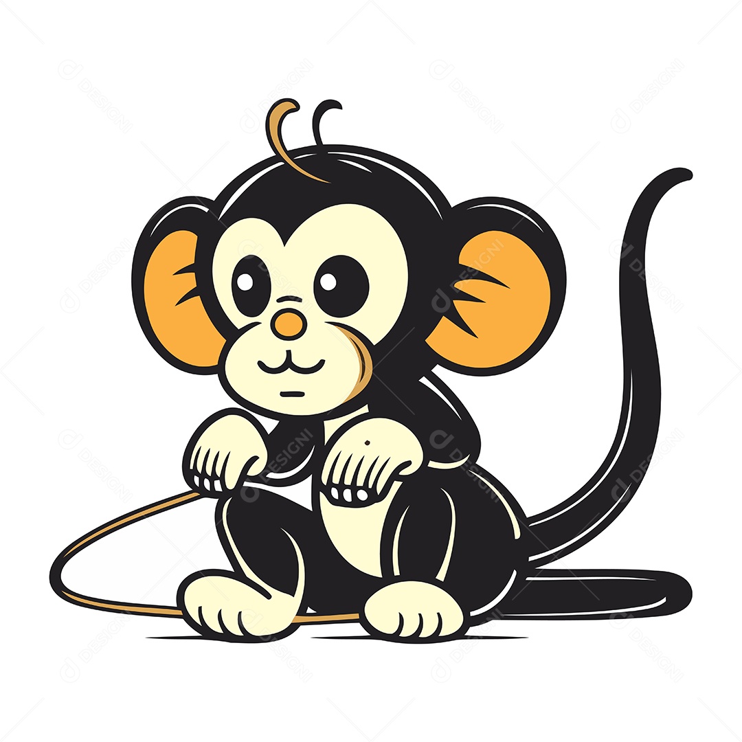 Macaco Fofo de Desenho Animado Ilustração Vetor EPS
